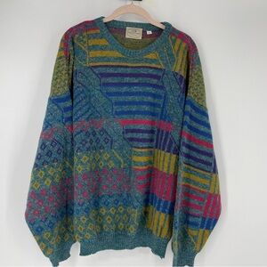 Vintage 90’s coogi style Pronto-Uomo Knit Sweater multi colored